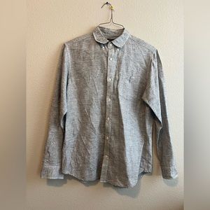 Mens Long Sleeve Button down gray shirt Large.
